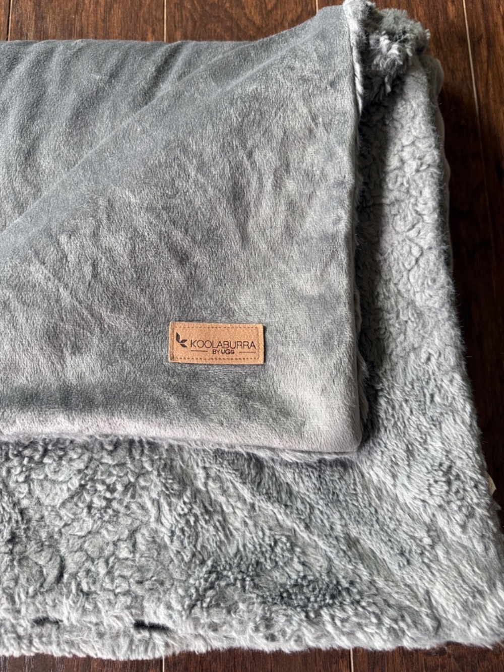 Koolaburra by UGG Gray Reversible Plush Sherpa Throw Blanket Soft Cozy
